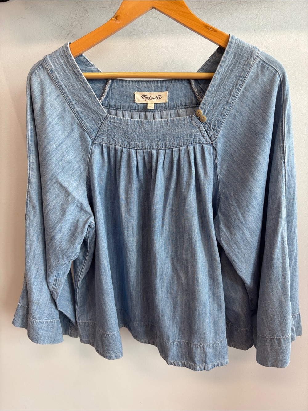 Madewell Light Blue Chambray Peasant Blouse